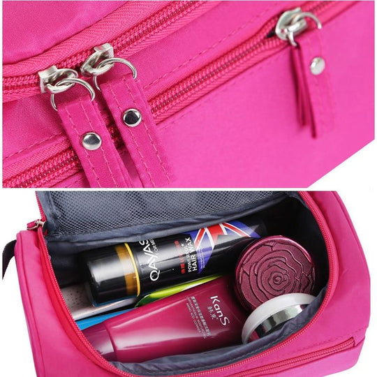 Travel-friendly hanging waterproof toiletry case
