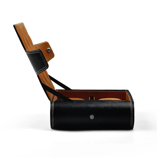 Leather Watch Case Black and Coffee Brown - Leather Purse Backpack