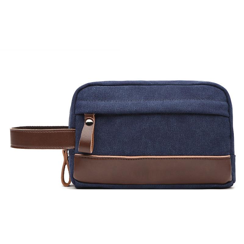 Canvas and leather travel cosmetic case