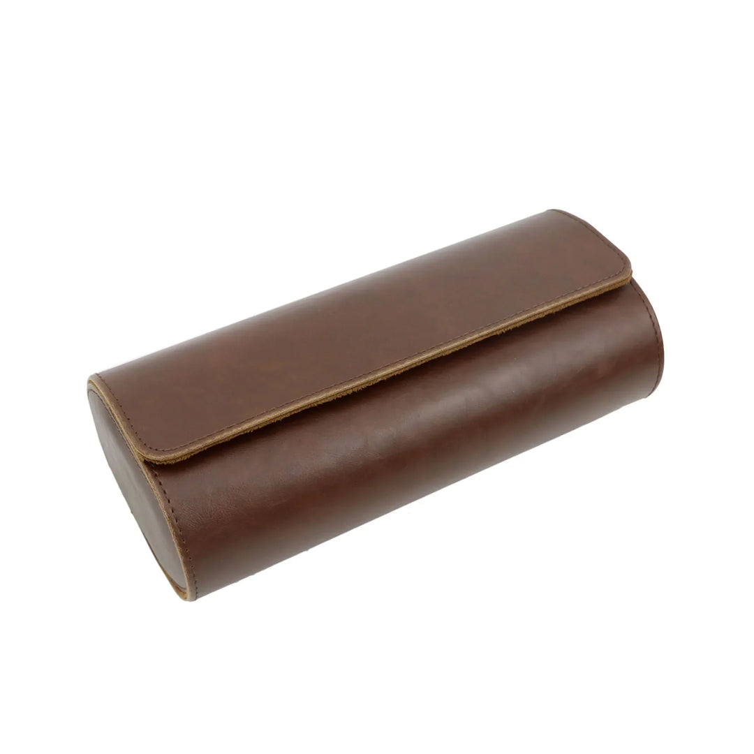 Elegant Brown Watch Case for 3 Watches - Leather Purse Backpack