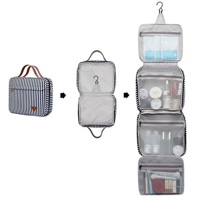 Travel-friendly hanging waterproof toiletry case