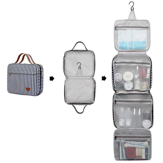 Travel-friendly hanging waterproof toiletry case