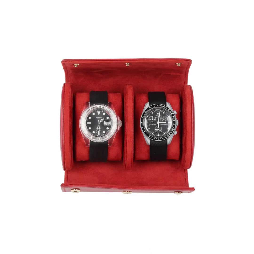 Premium Alizarine Watch Case - Elegant Storage for Three Watches - Leather Purse Backpack