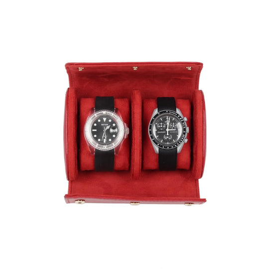 Premium Alizarine Watch Case - Elegant Storage for Three Watches - Leather Purse Backpack