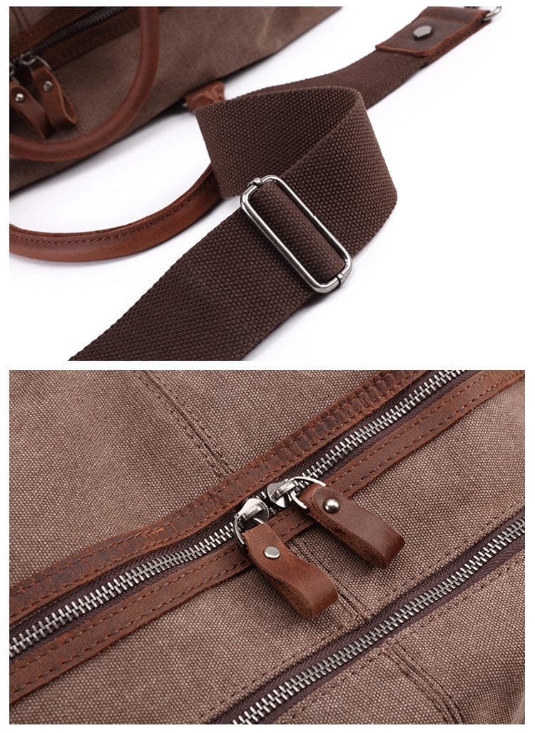 Vintage-style large canvas weekend bag for travel