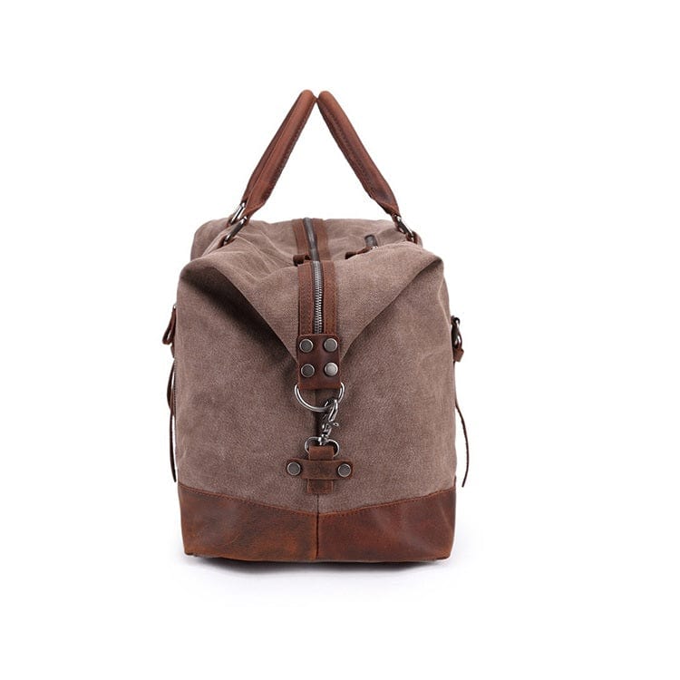Vintage-style oversized canvas travel duffle