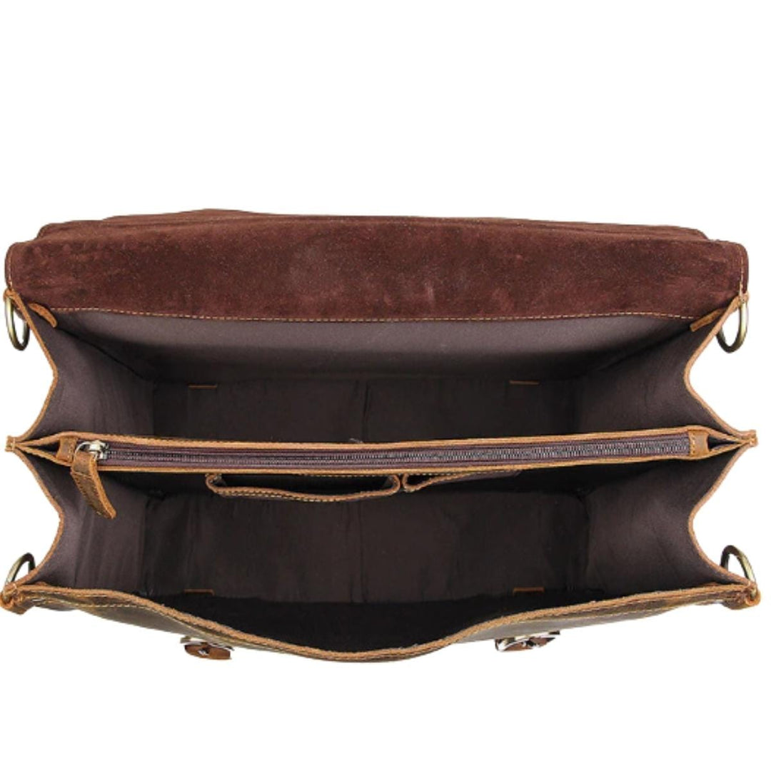 Contemporary brown leather messenger with a vintage flair