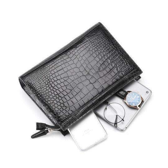 Men's Genuine Crocodile Leather Pouch – Classic Design - Leather Purse Backpack