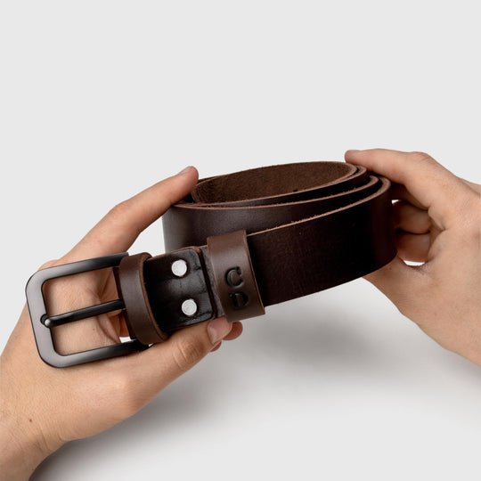 Genuine Leather Belt, Handmade Dark Brown Leather Belt - Leather Purse Backpack