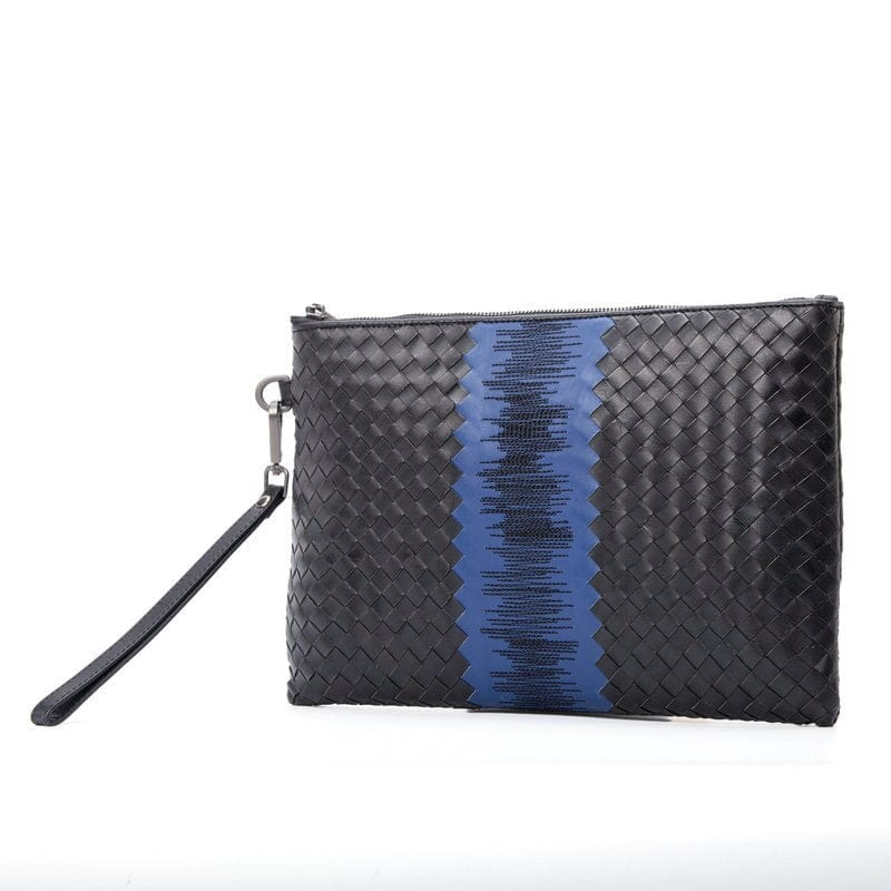 Fashionable Leather Knitted Men's Business Clutch Bag - Leather Purse Backpack