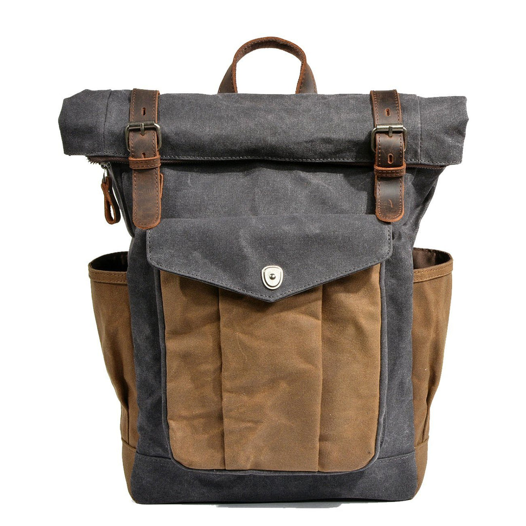Functional Waxed Canvas Roll Top Backpack for All Occasions - Leather Purse Backpack