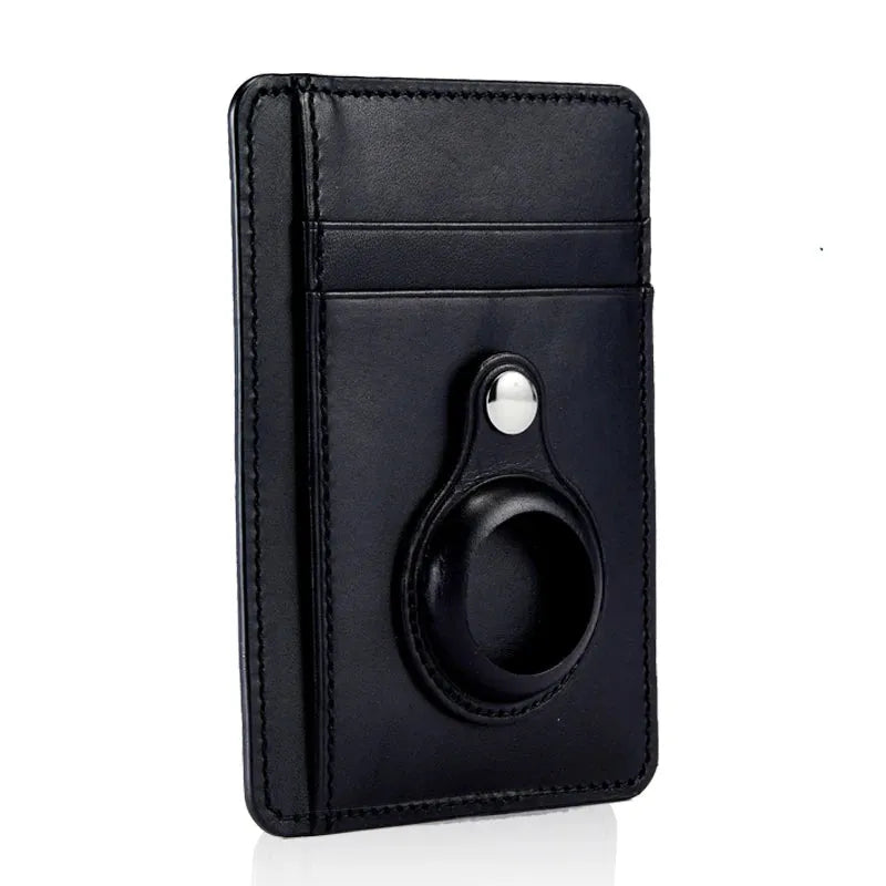 Custom Name Italian Vegetable Tanned Leather AirTag Wallet - Leather Purse Backpack