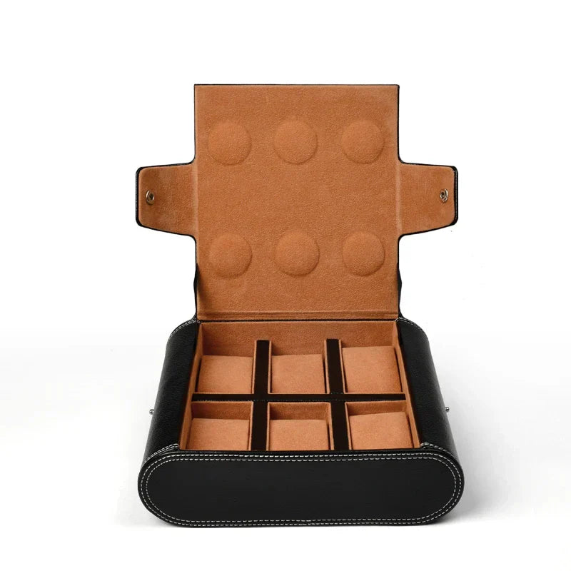 Leather Watch Case Black and Coffee Brown - Leather Purse Backpack