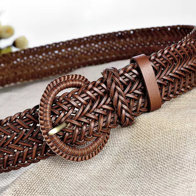 Classic Braided Leather Belt For Women, Emma Model - Leather Purse Backpack