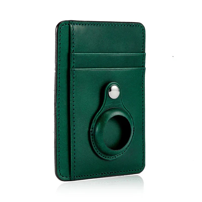 Custom Name Italian Vegetable Tanned Leather AirTag Wallet - Leather Purse Backpack