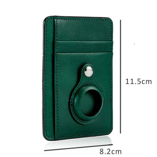 Custom Name Italian Vegetable Tanned Leather AirTag Wallet - Leather Purse Backpack