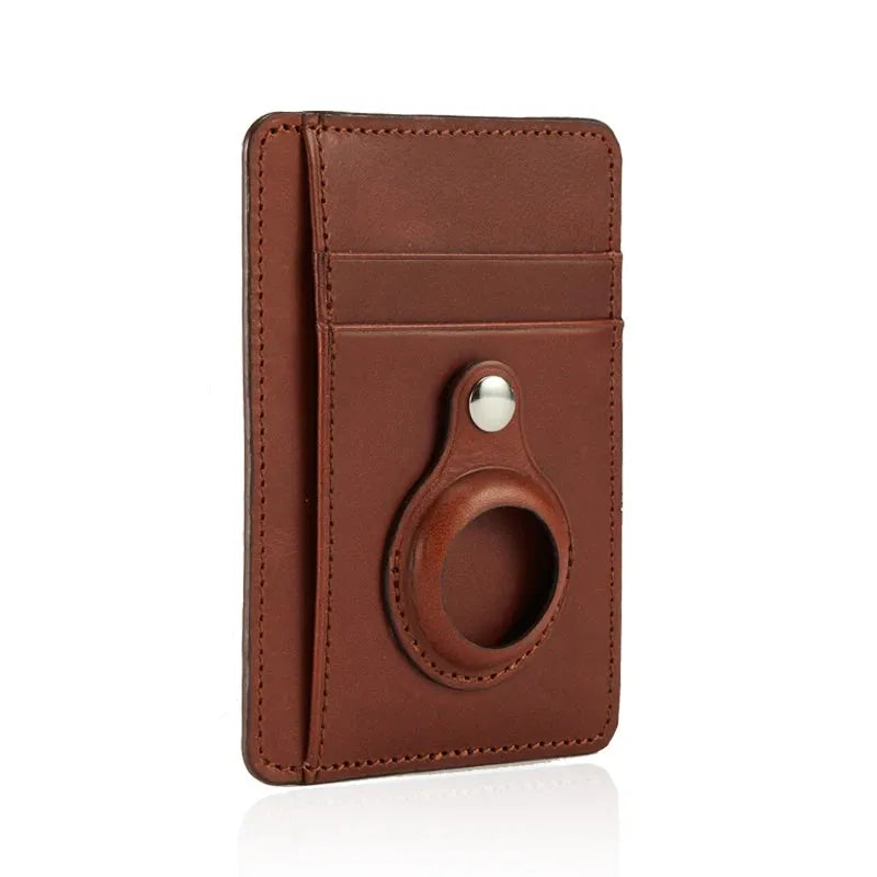 Custom Name Italian Vegetable Tanned Leather AirTag Wallet - Leather Purse Backpack