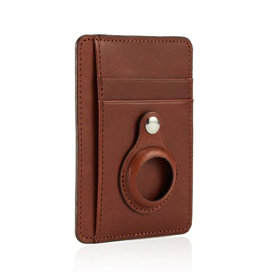 Custom Name Italian Vegetable Tanned Leather AirTag Wallet - Leather Purse Backpack