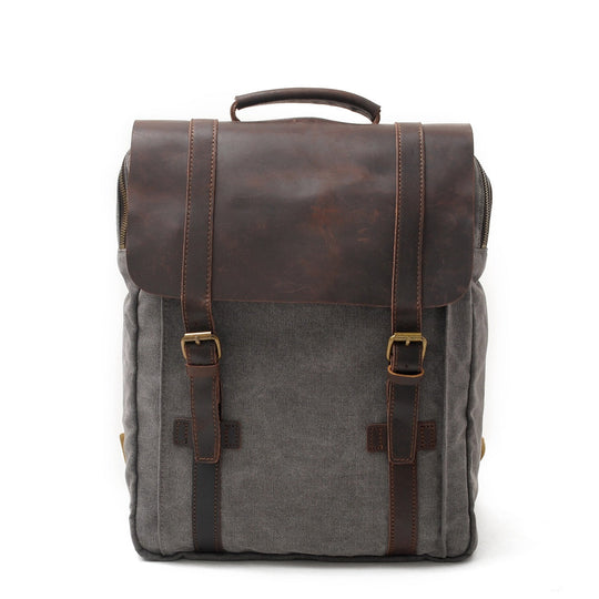 Retro Vintage Bookbag with Multiple Pockets and Stylish Look - Leather Purse Backpack