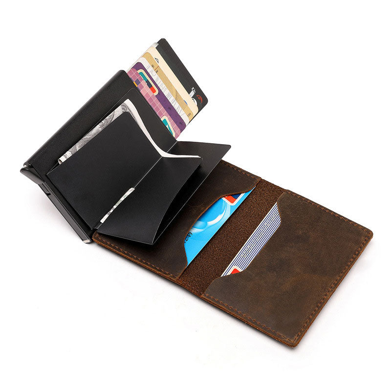 Exclusive Design Men's Airtag Leather Wallet RFID Blocking - Leather Purse Backpack