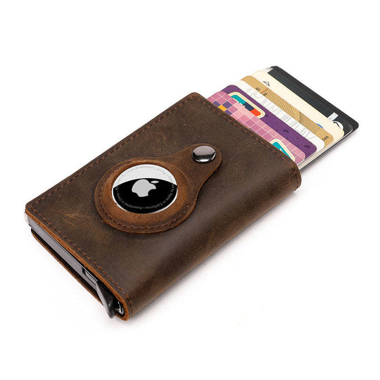 Exclusive Design Men's Airtag Leather Wallet RFID Blocking - Leather Purse Backpack