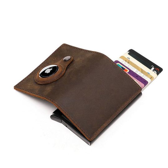 Exclusive Design Men's Airtag Leather Wallet RFID Blocking - Leather Purse Backpack