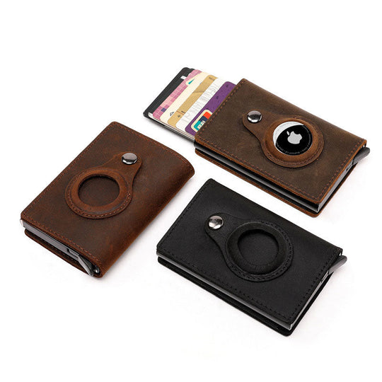 Exclusive Design Men's Airtag Leather Wallet RFID Blocking - Leather Purse Backpack