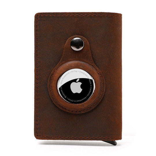 Exclusive Design Men's Airtag Leather Wallet RFID Blocking - Leather Purse Backpack