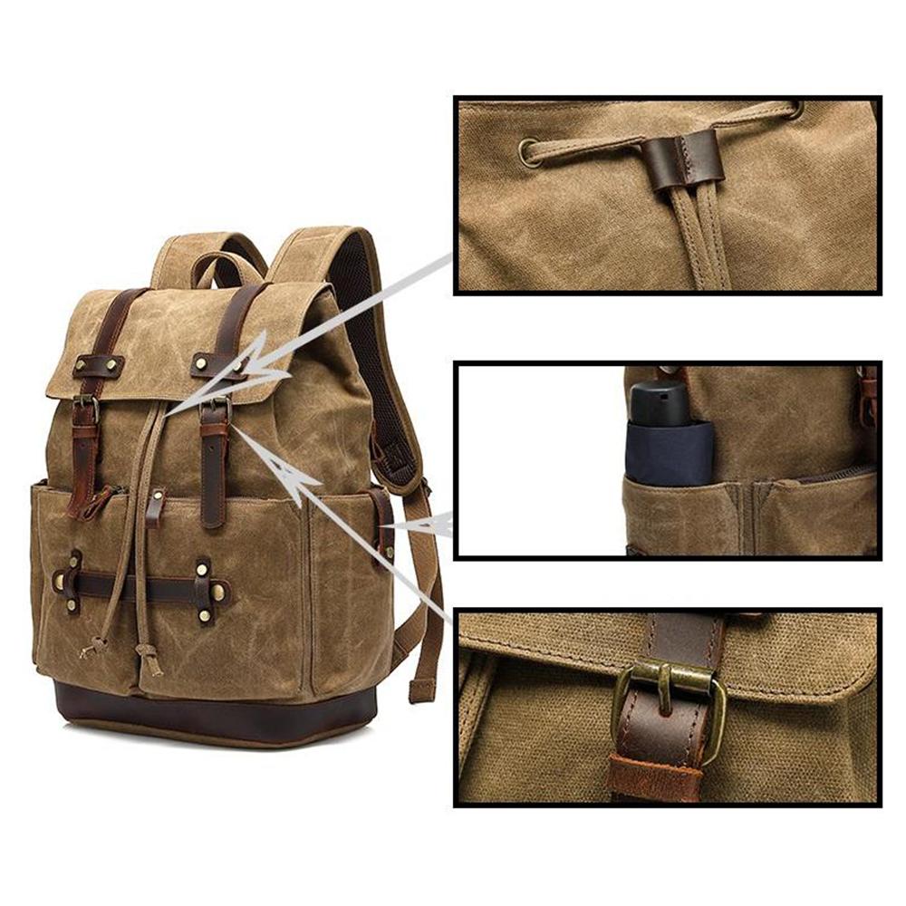 Heavy-Duty Army Rucksack with Adjustable Straps and Multiple Pockets - Leather Purse Backpack