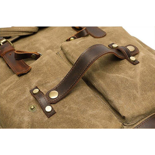 Heavy-Duty Army Rucksack with Adjustable Straps and Multiple Pockets - Leather Purse Backpack