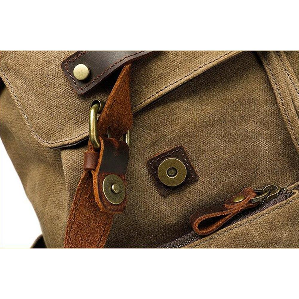 Heavy-Duty Army Rucksack with Adjustable Straps and Multiple Pockets - Leather Purse Backpack