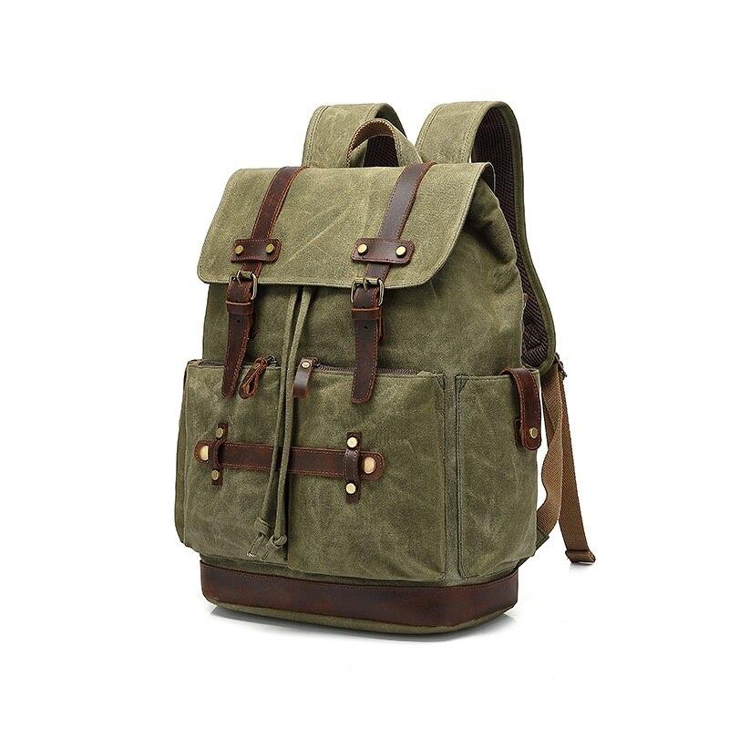 Heavy-Duty Army Rucksack with Adjustable Straps and Multiple Pockets - Leather Purse Backpack