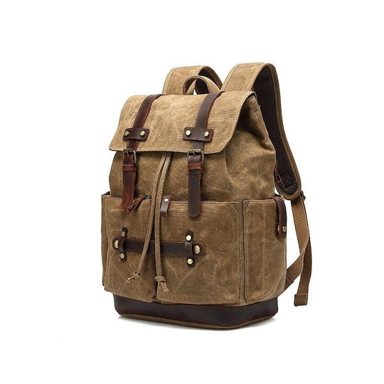 Heavy-Duty Army Rucksack with Adjustable Straps and Multiple Pockets - Leather Purse Backpack