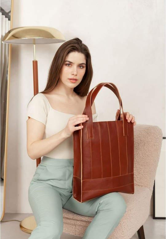 High-Quality Leather Tote Shopper Bag for Ladies - Leather Purse Backpack