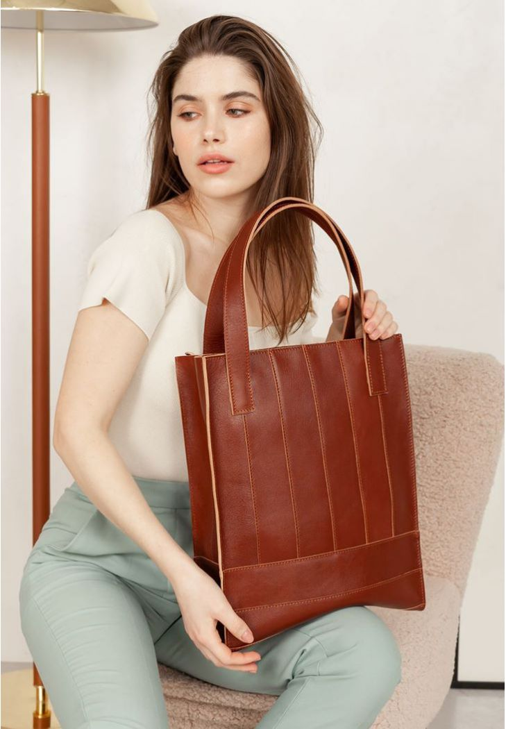 High-Quality Leather Tote Shopper Bag for Ladies - Leather Purse Backpack