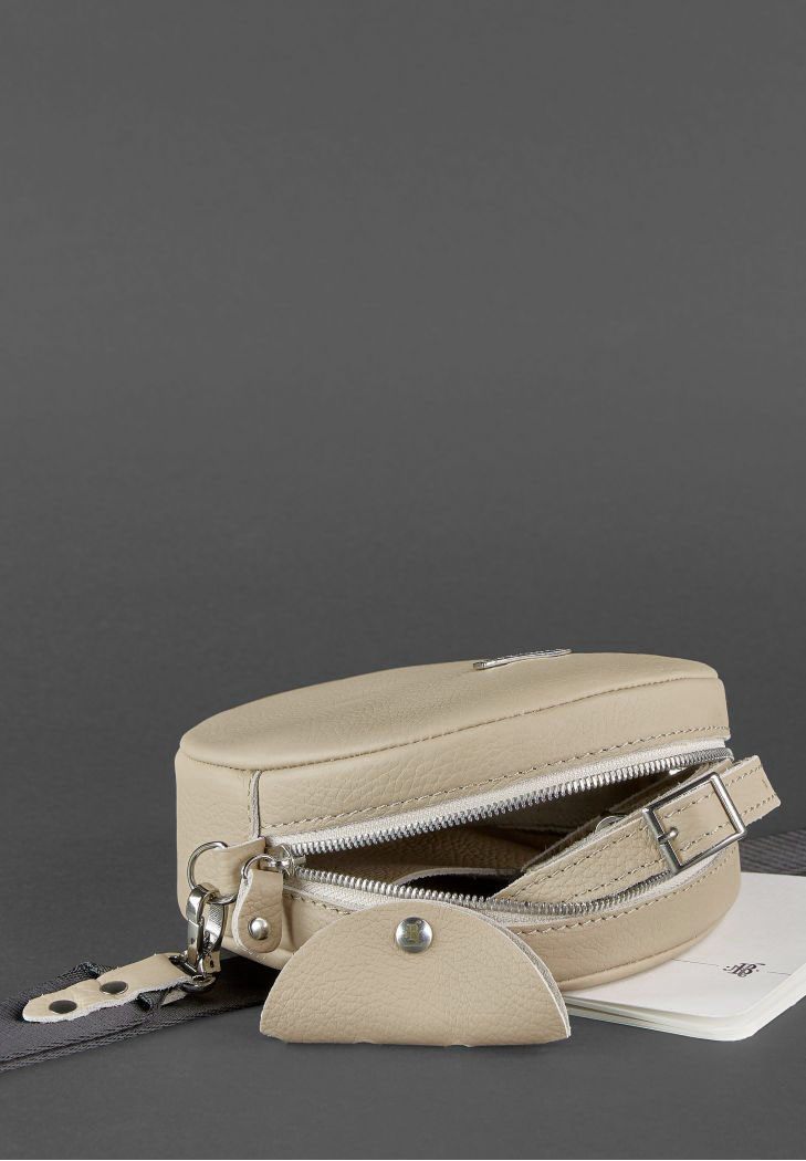 Chic Round Leather Bag for Women with Decorative Tassel - Leather Purse Backpack