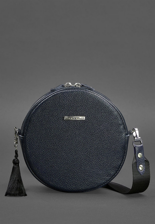 Chic Round Leather Bag for Women with Decorative Tassel - Leather Purse Backpack