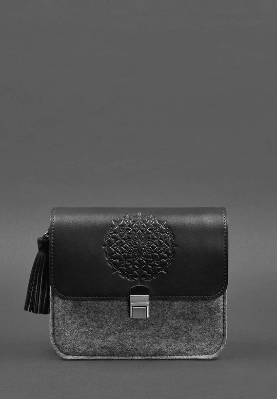 Designer Women's Felt Boho Bag with Leather Inserts - Leather Purse Backpack