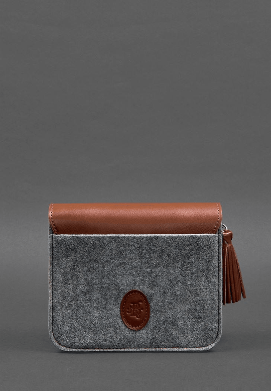 Designer Women's Felt Boho Bag with Leather Inserts - Leather Purse Backpack
