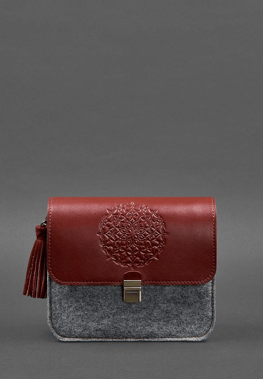 Stylish Women's Felt Boho Bag with Leather Inserts - Leather Purse Backpack