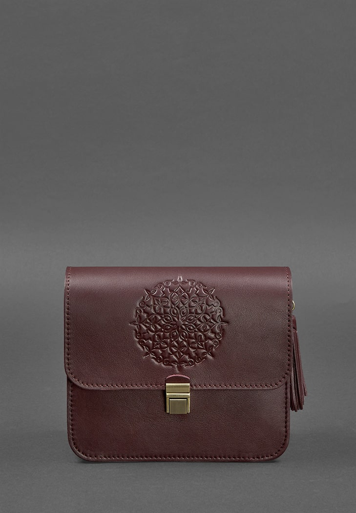 Exclusive Design Leather Crossbody Bag with Embossing for Women - Leather Purse Backpack