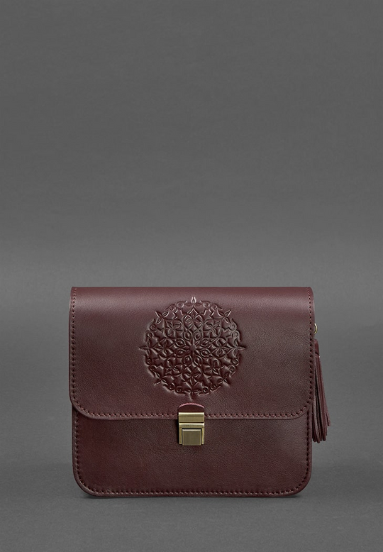 Exclusive Design Leather Crossbody Bag with Embossing for Women - Leather Purse Backpack