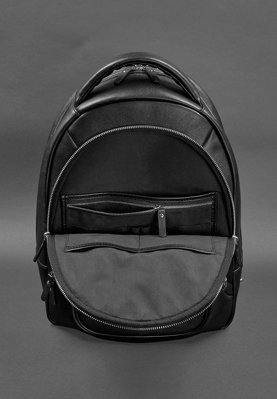 designer black leather backpack
