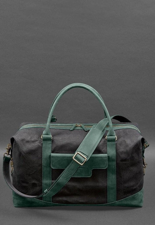 Stylish Travel Bag In Canvas and Natural Leather - Leather Purse Backpack
