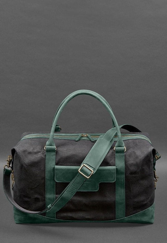 Stylish Travel Bag In Canvas and Natural Leather - Leather Purse Backpack