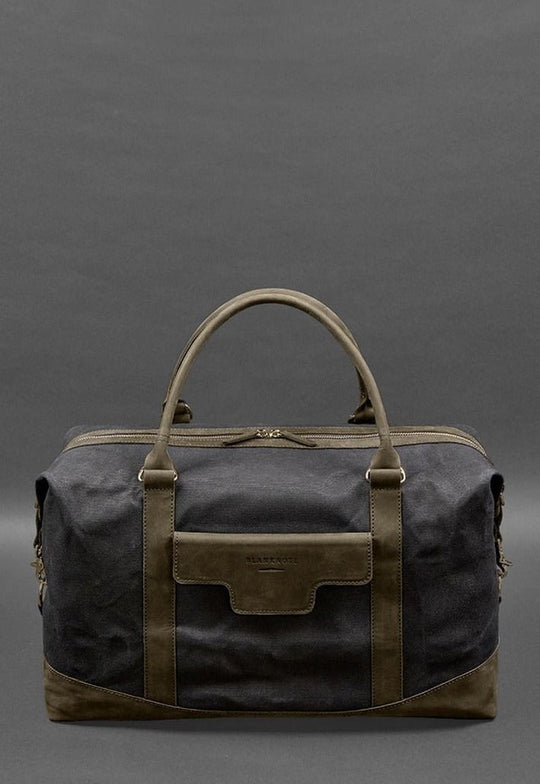 Handmade Travel Bag In Canvas and Natural Leather - Leather Purse Backpack