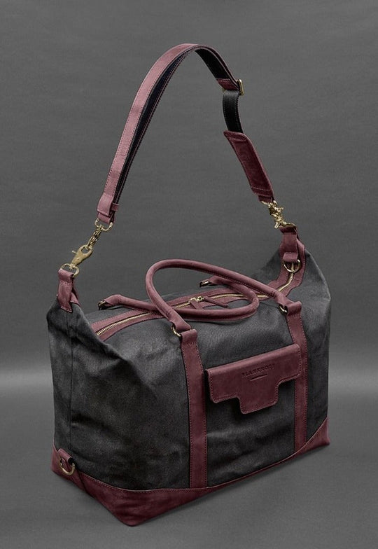 Genuine Travel Bag In Canvas and Natural Leather - Leather Purse Backpack