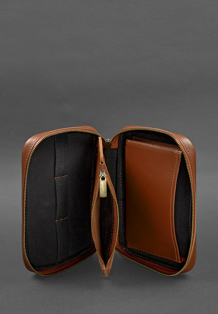 Personalized Leather Travel Organizer, Cosmetic Bag - Leather Purse Backpack