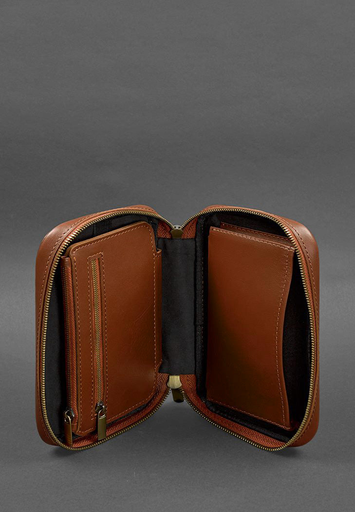 Personalized Leather Travel Organizer, Cosmetic Bag - Leather Purse Backpack