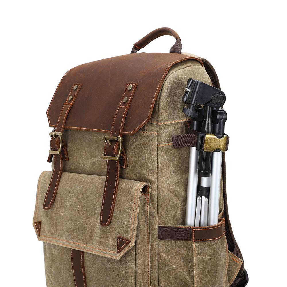 Compact Camera Backpack for Travel with Multiple Compartments - Leather Purse Backpack
